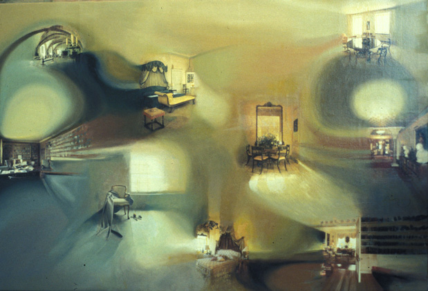 Phototransfers and oil on canvas,155 x 106 cm, 1994.